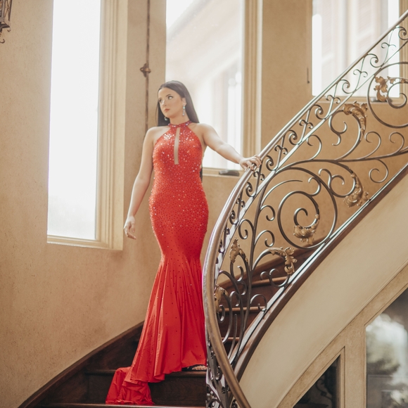 Jonathan Kayne Elegant Red Prom Dress - Picture 4 of 4